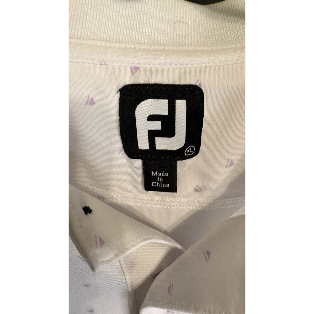 Footjoy Golf Shirt Men Extra Large White All Over Print Performance Polo Stretch